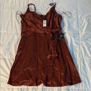 Express Rust Satin Dress